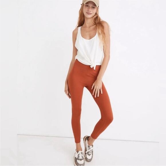 Madewell High Rise Seamless Ribbed Leggings Burnt Orange XXS/XS NF342 fall - Picture 1 of 8